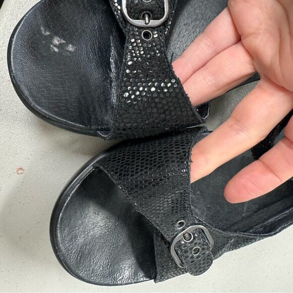 Dansko Black Sparkle Leather Platform Strappy Sandals Womens 39 Comfort Shoes - Picture 5 of 14